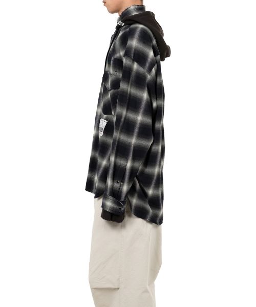 Hoodie Combine Checkered Shirt