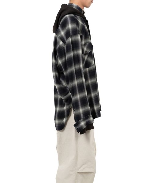 Hoodie Combine Checkered Shirt