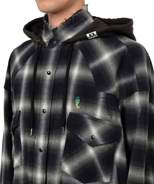 Hoodie Combine Checkered Shirt