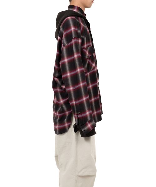 Hoodie Combine Checkered Shirt