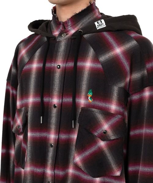 Hoodie Combine Checkered Shirt