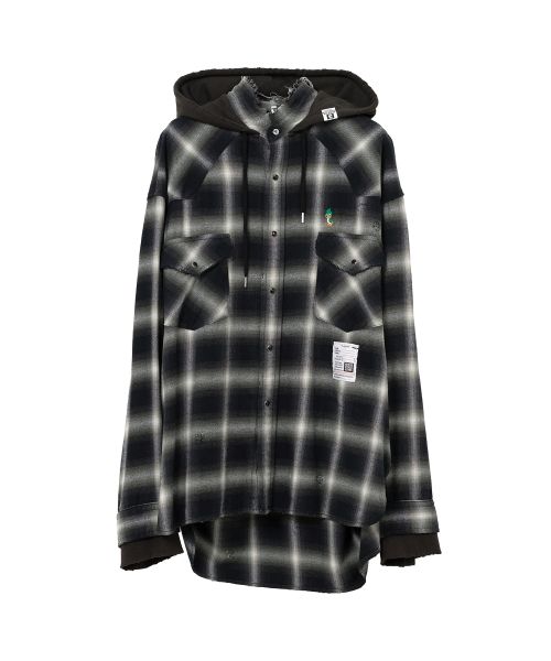 Hoodie Combine Checkered Shirt