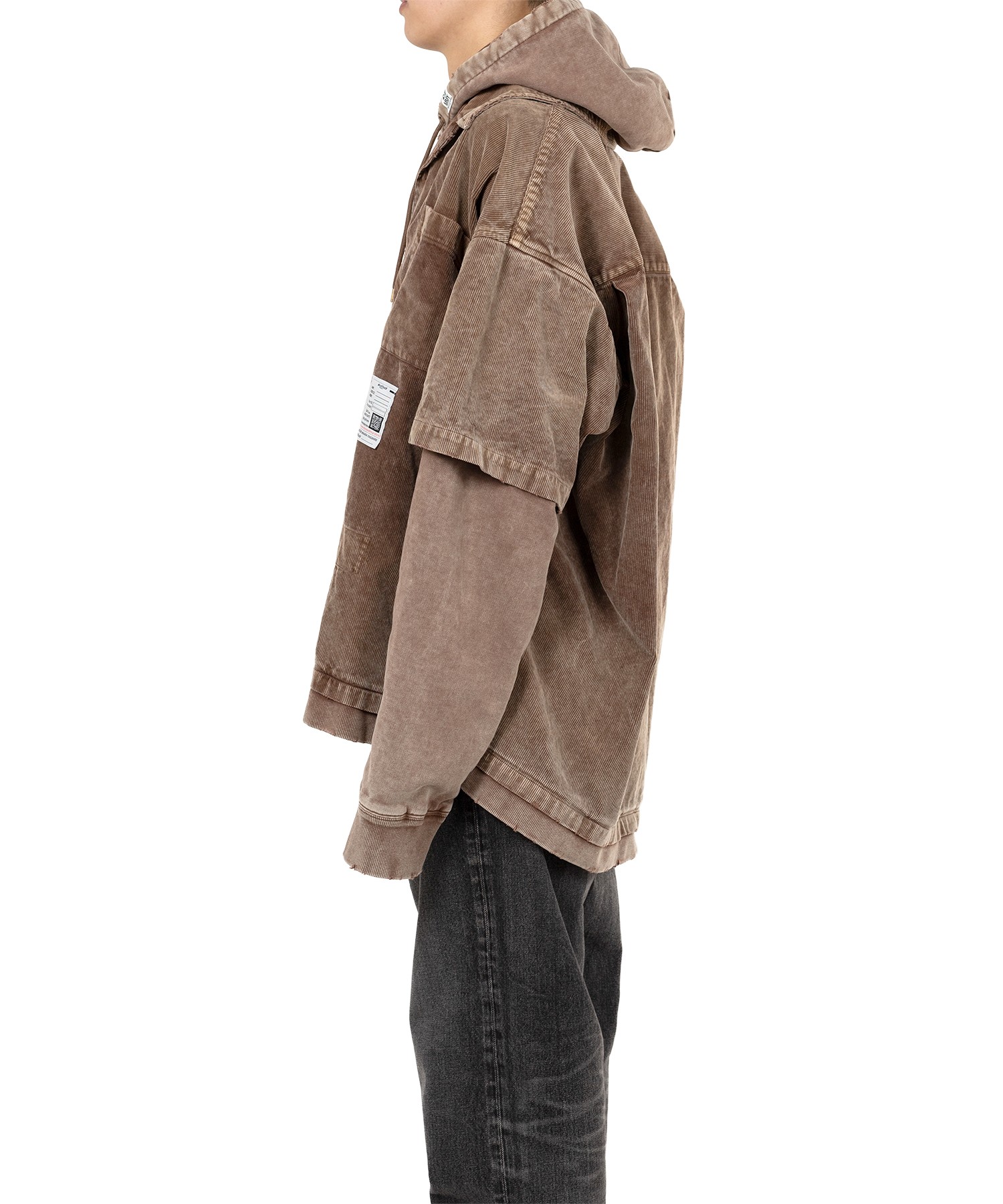 Corduroy Hooded Layered Shirt