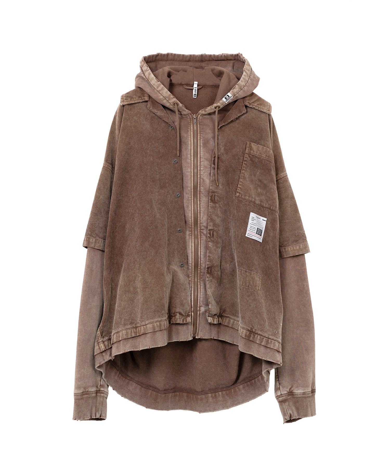 Corduroy Hooded Layered Shirt