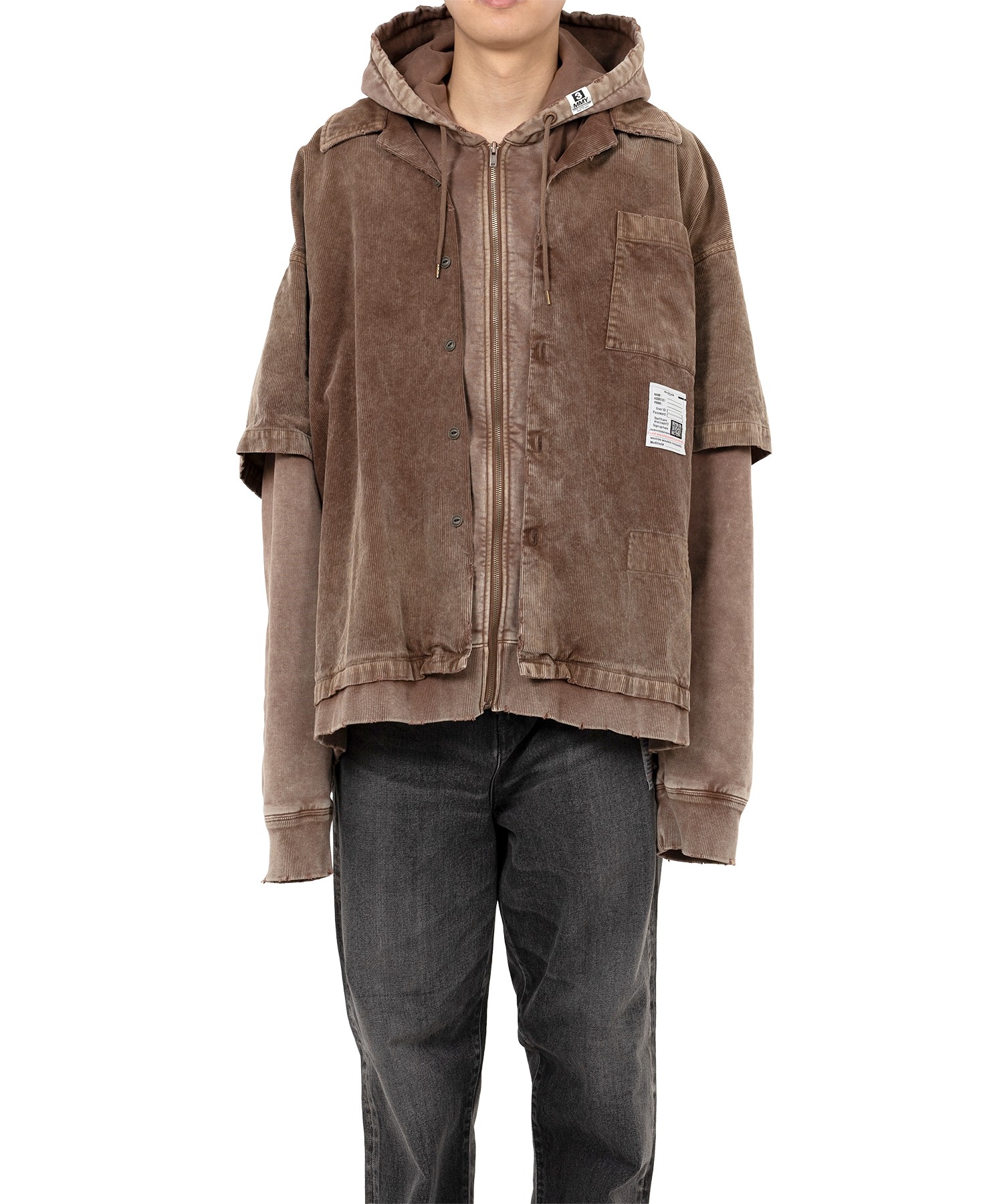 Corduroy Hooded Layered Shirt