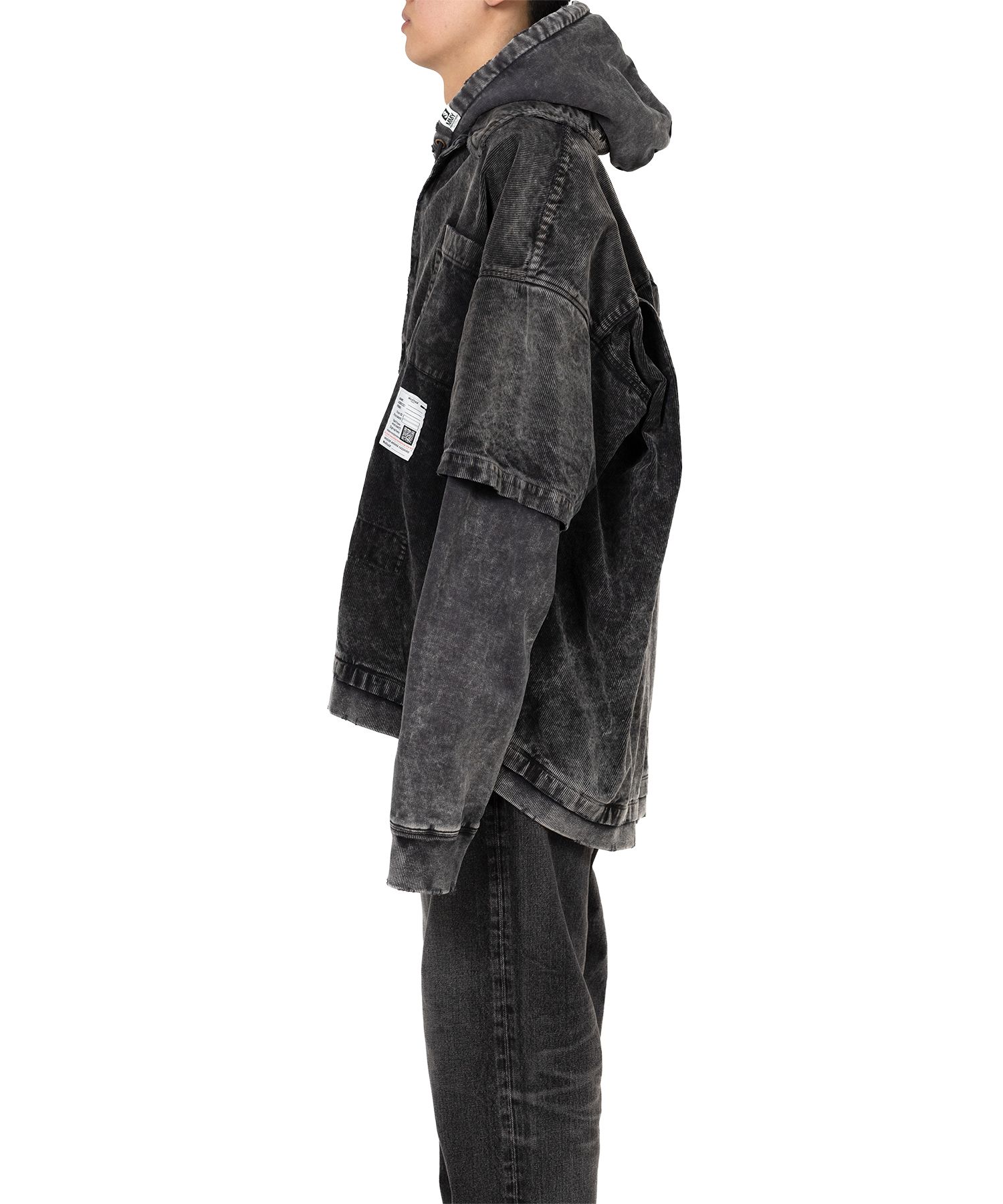 Corduroy Hooded Layered Shirt