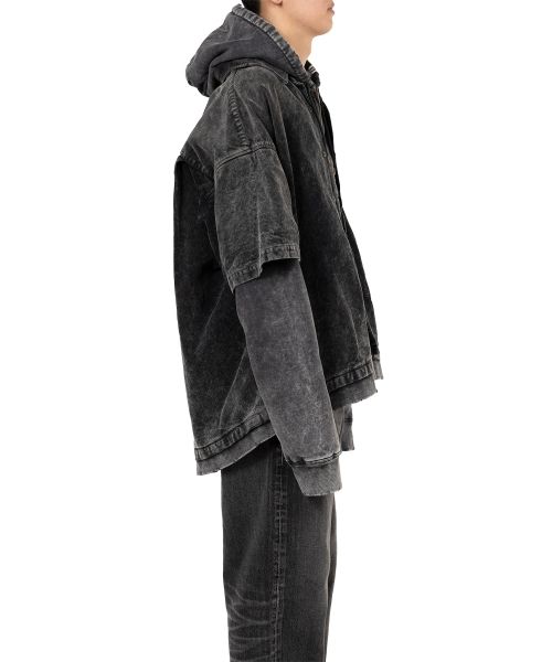 Corduroy Hooded Layered Shirt