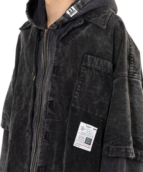 Corduroy Hooded Layered Shirt