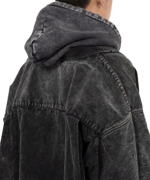 Corduroy Hooded Layered Shirt