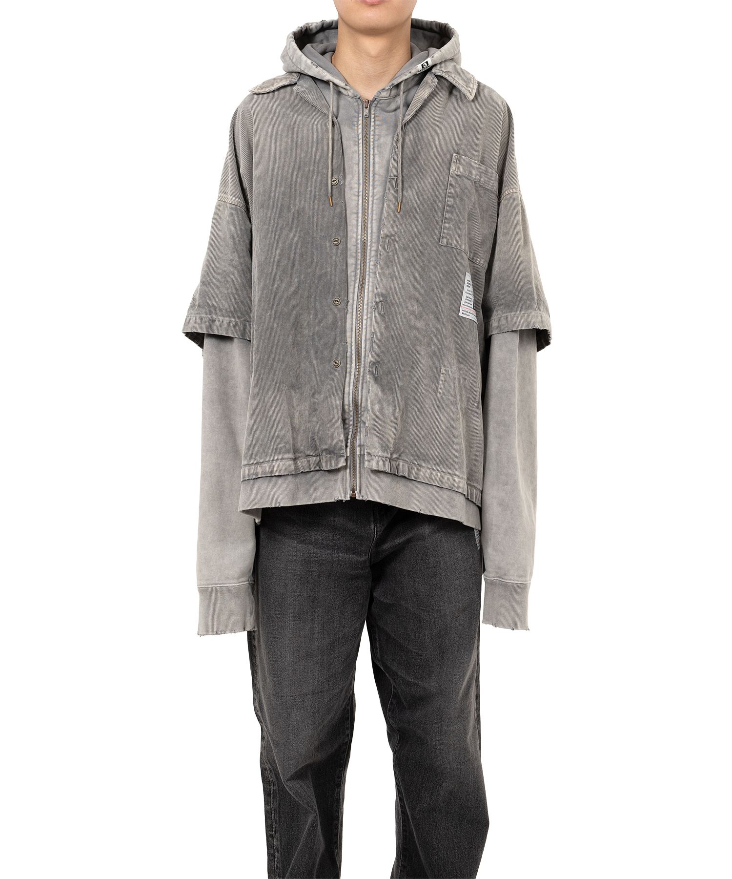 Corduroy Hooded Layered Shirt