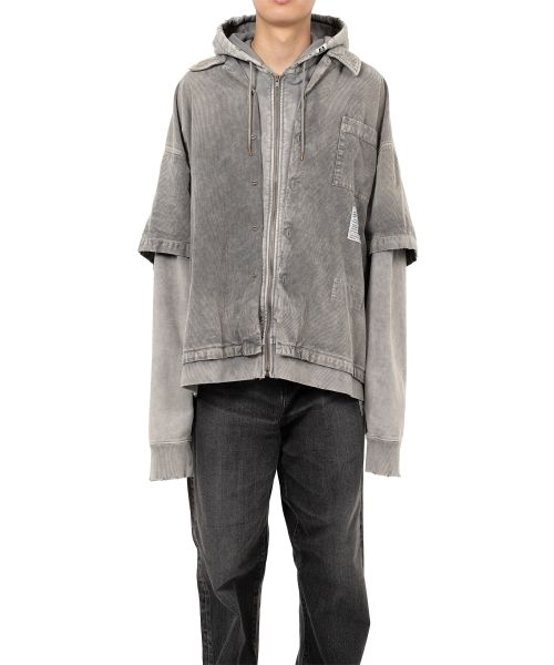 Corduroy Hooded Layered Shirt