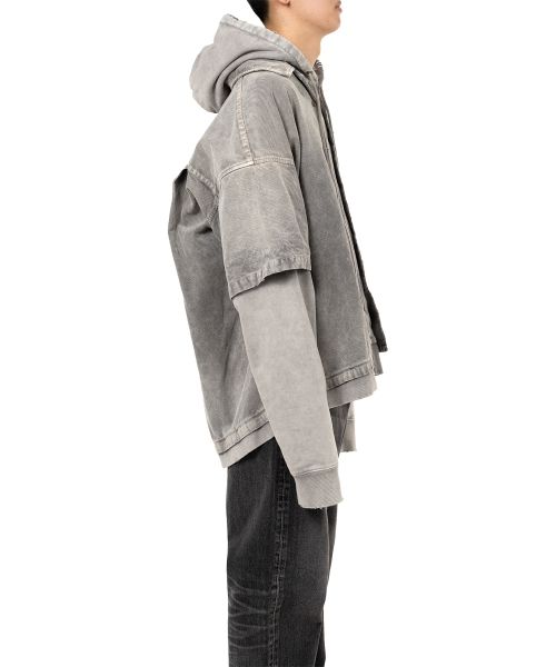 Corduroy Hooded Layered Shirt