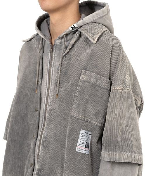 Corduroy Hooded Layered Shirt