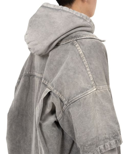 Corduroy Hooded Layered Shirt