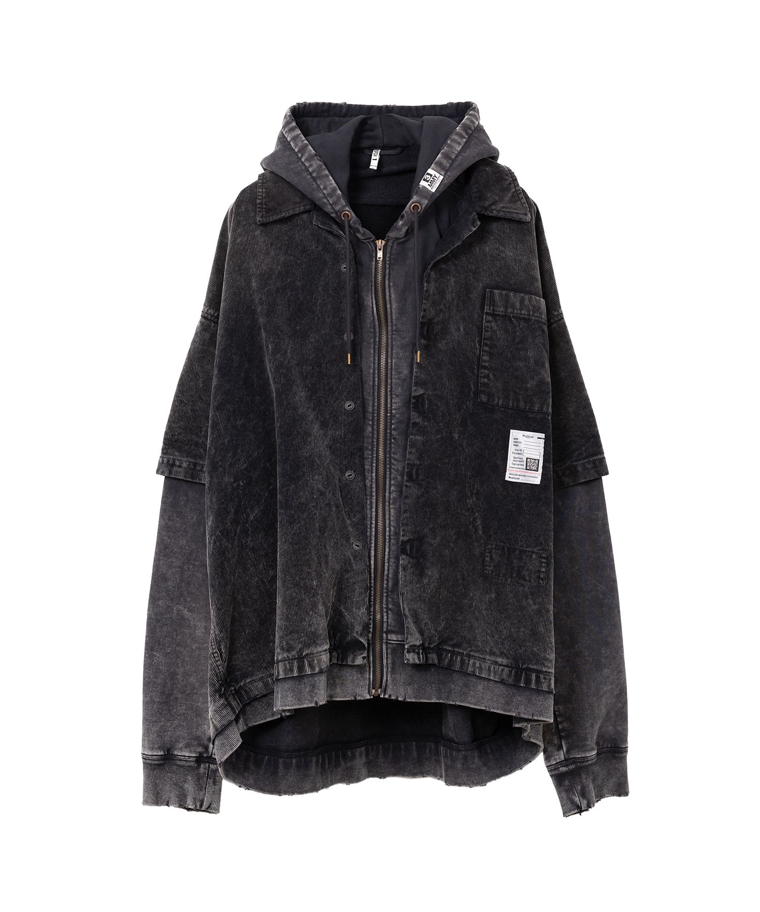 Corduroy Hooded Layered Shirt