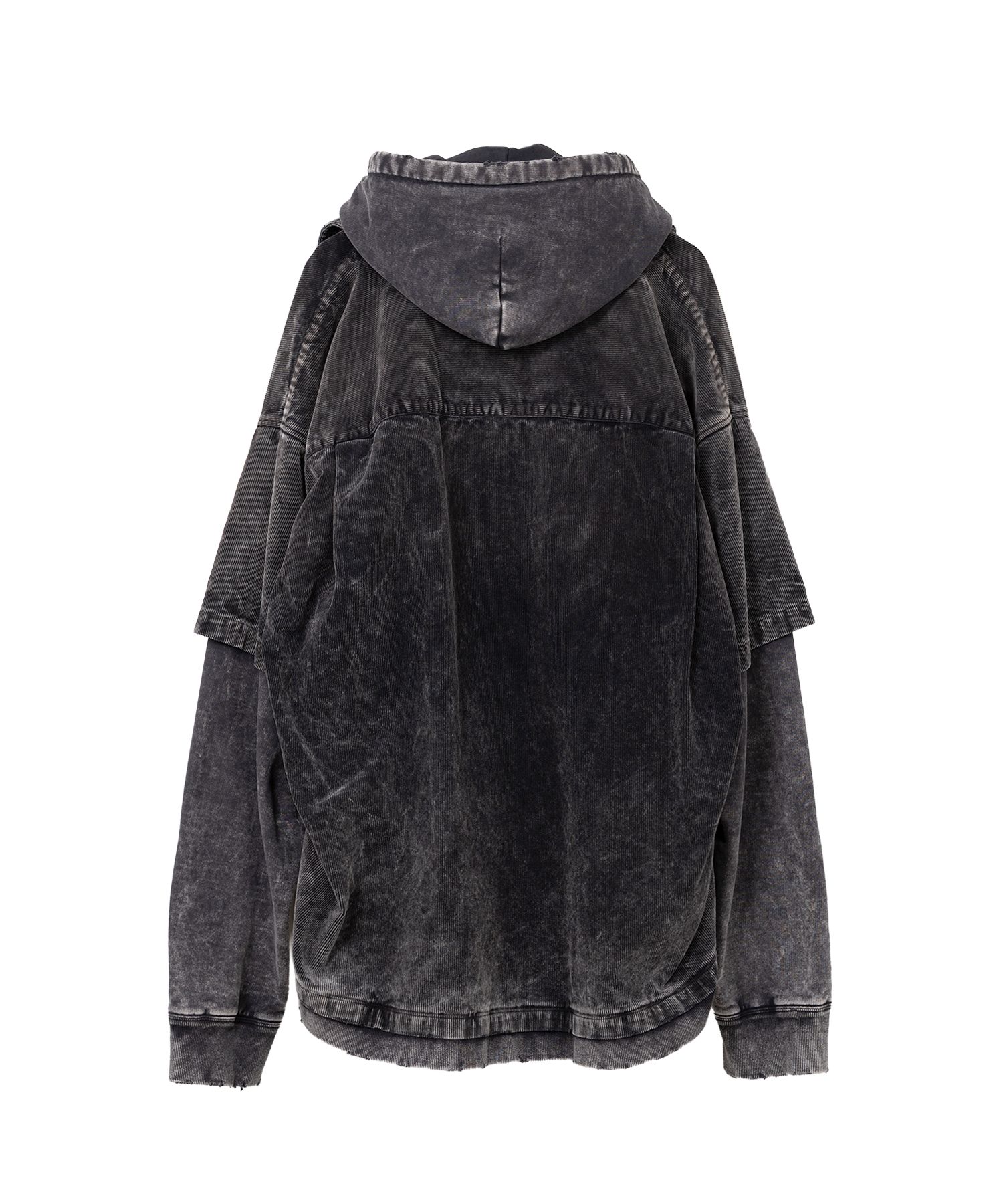 Corduroy Hooded Layered Shirt