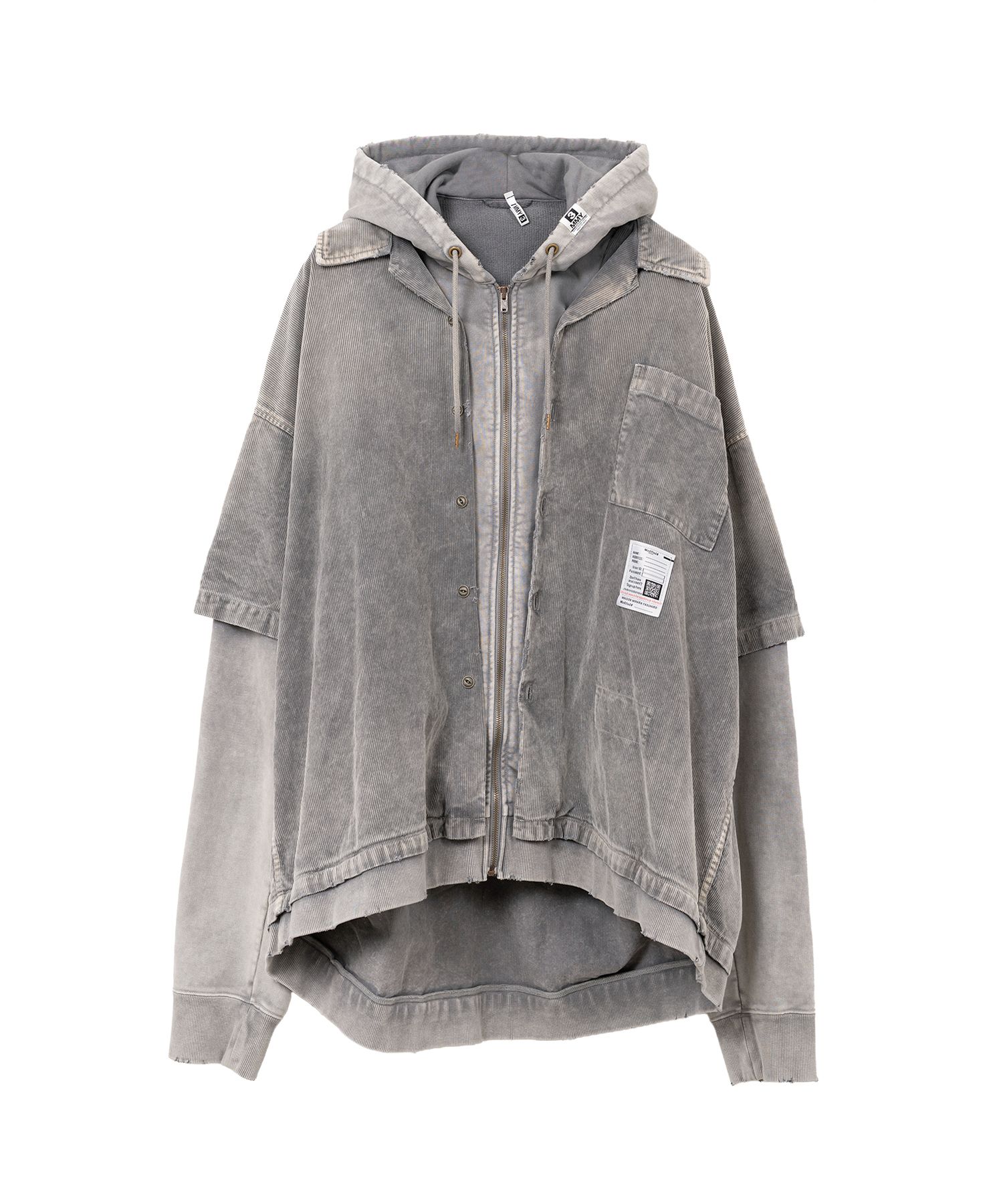 Corduroy Hooded Layered Shirt