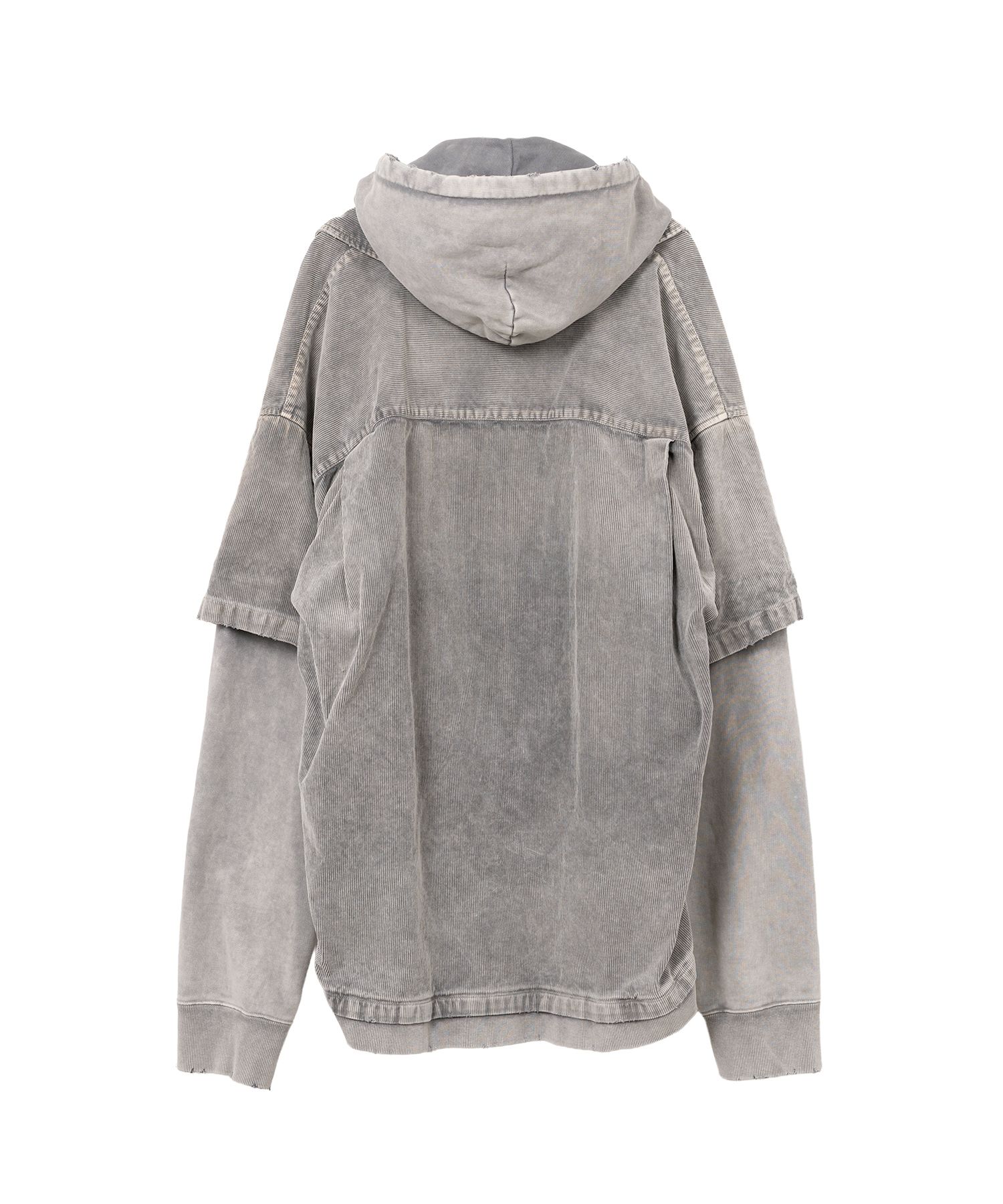 Corduroy Hooded Layered Shirt
