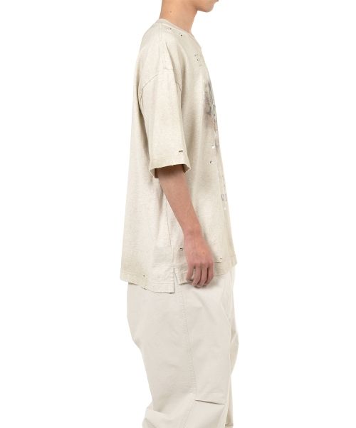 Cat Printed Embellished Distressed T-shirt