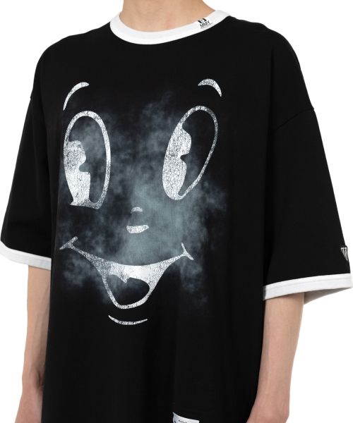 Happy Face Printed Ringer T-shirt