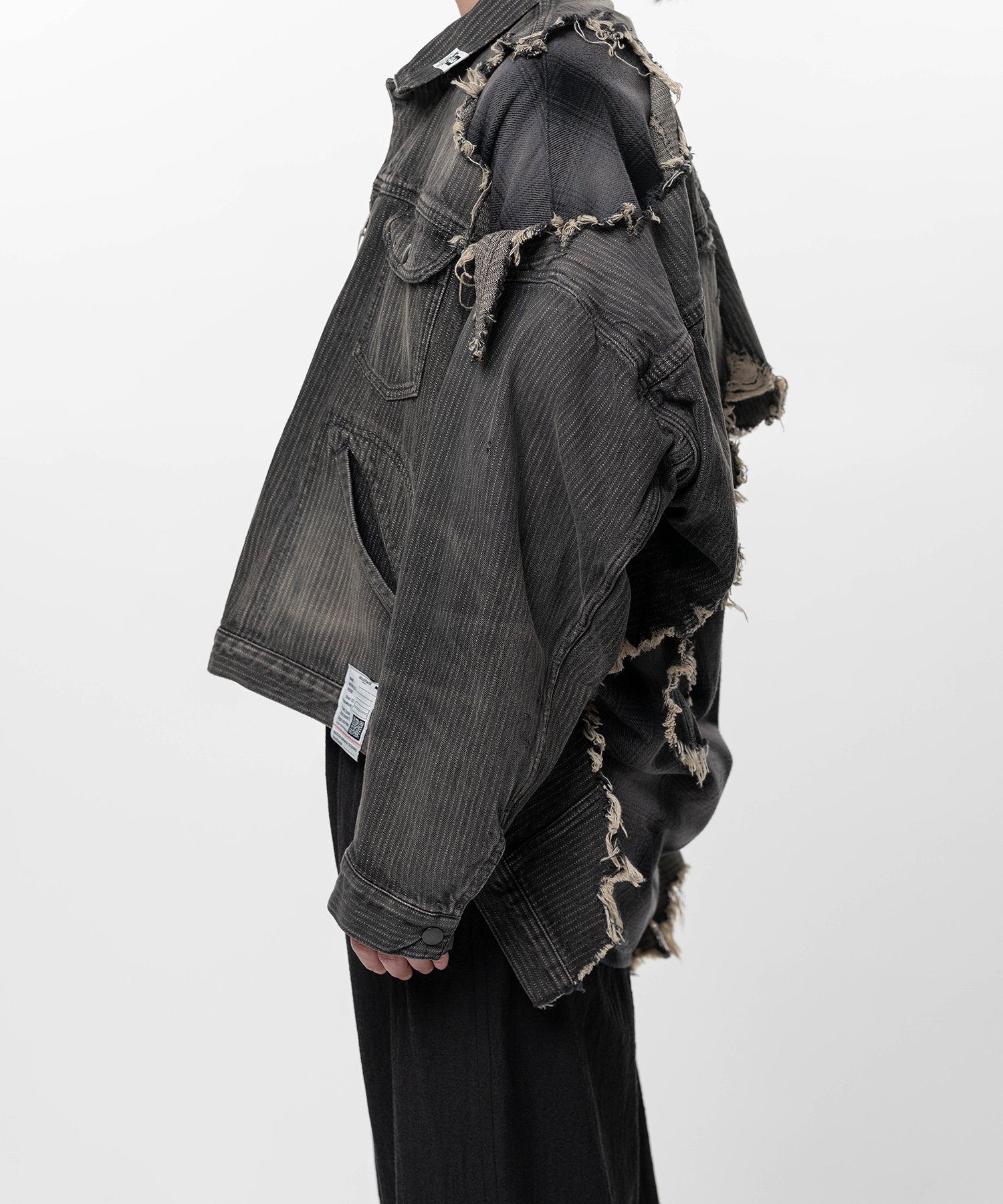 Check Shirt Layered Denim Jacket