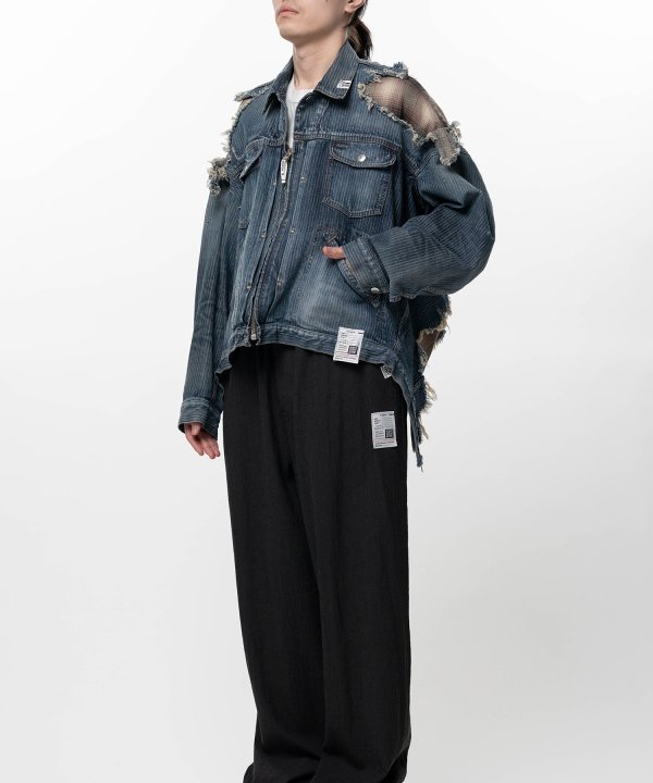 Check Shirt Layered Denim Jacket