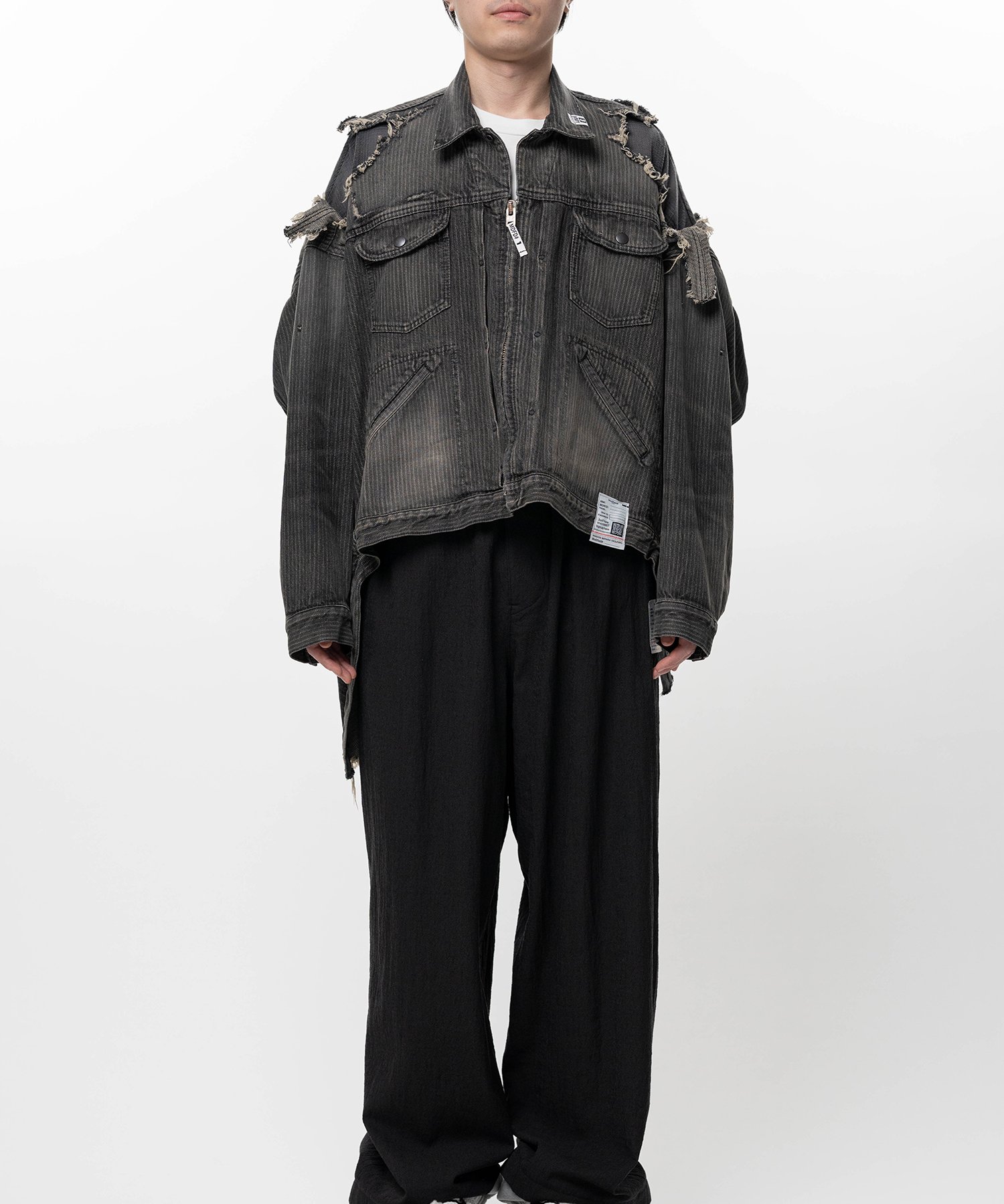 Check Shirt Layered Denim Jacket