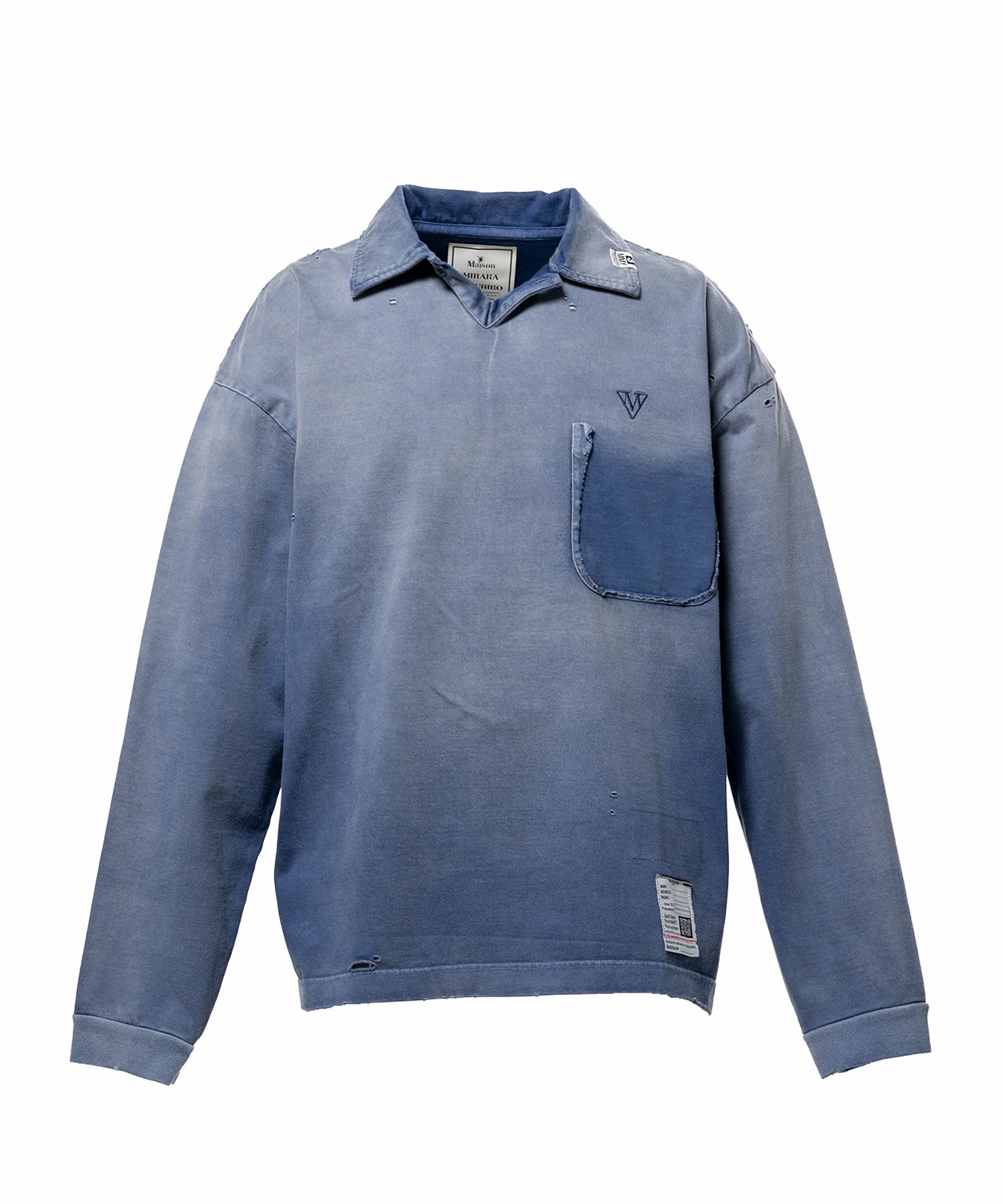 Sun Faded Like Collared Long Sleeve T-shirt