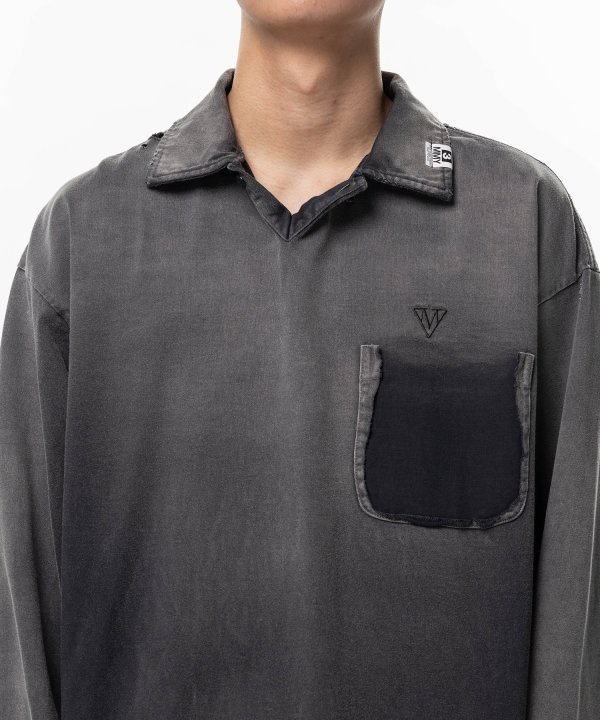 Sun Faded Like Collared Long Sleeve T-shirt