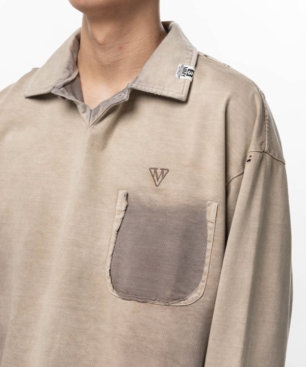 Sun Faded Like Collared Long Sleeve T-shirt