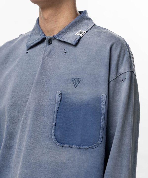 Sun Faded Like Collared Long Sleeve T-shirt