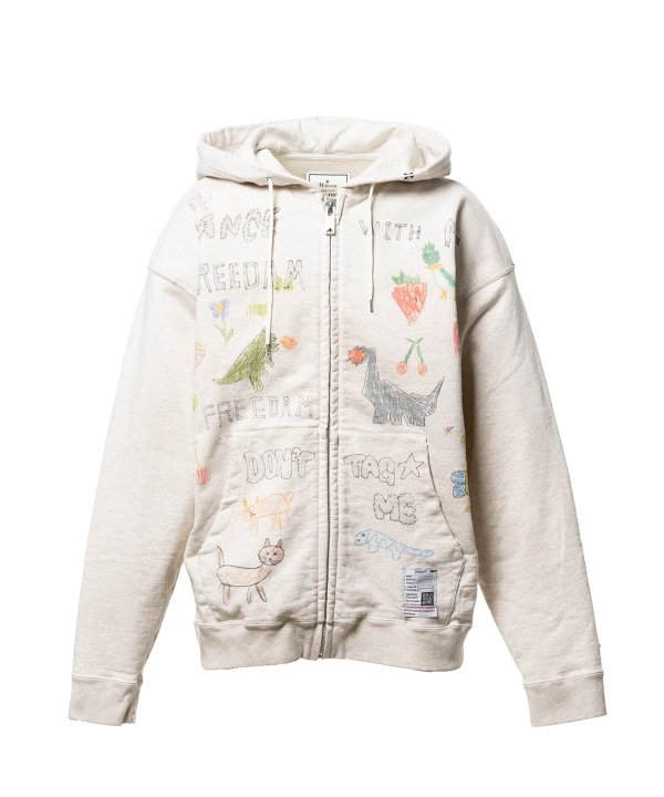 Kids Doodle Printed Zip-up Hoodie