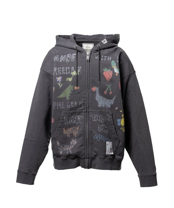 Kids Doodle Printed Zip-up Hoodie