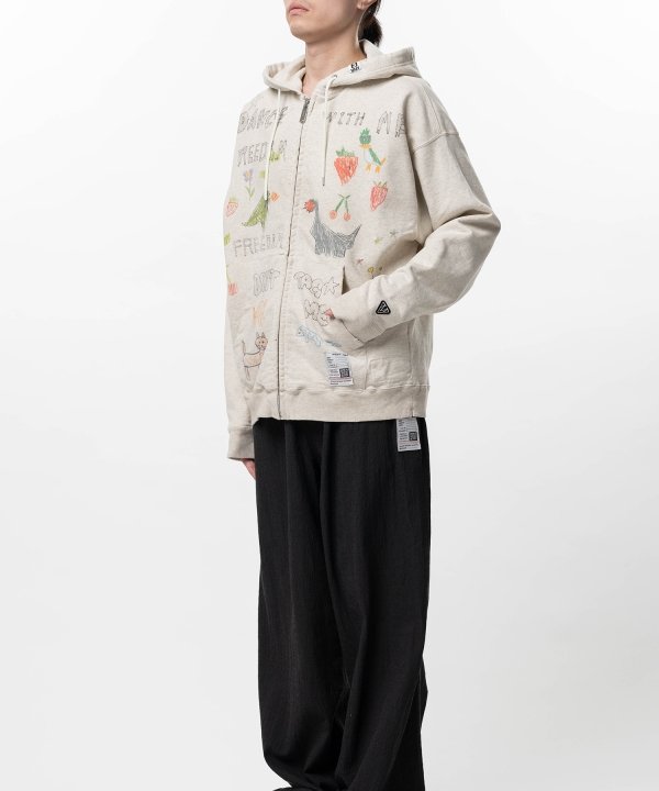 Kids Doodle Printed Zip-up Hoodie