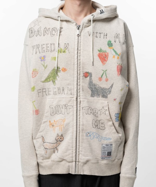 Kids Doodle Printed Zip-up Hoodie