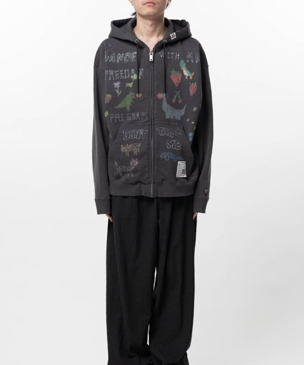 Kids Doodle Printed Zip-up Hoodie