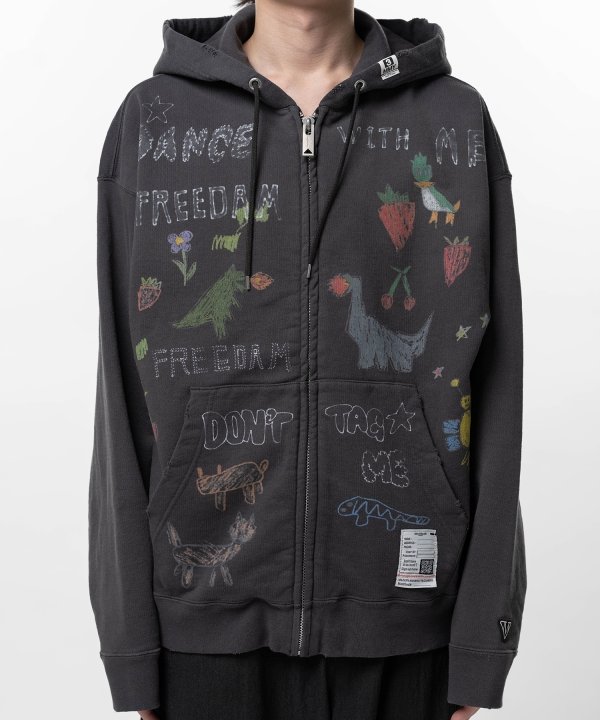 Kids Doodle Printed Zip-up Hoodie