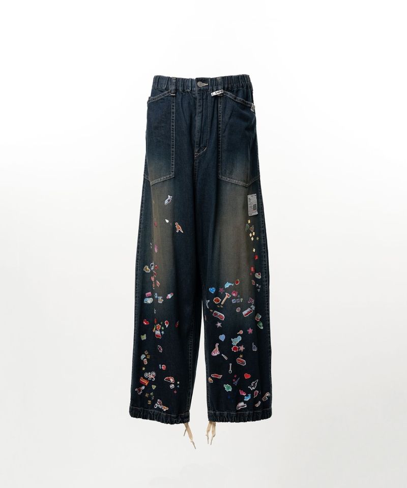 Kids Sticker Printed Baker Denim Pants