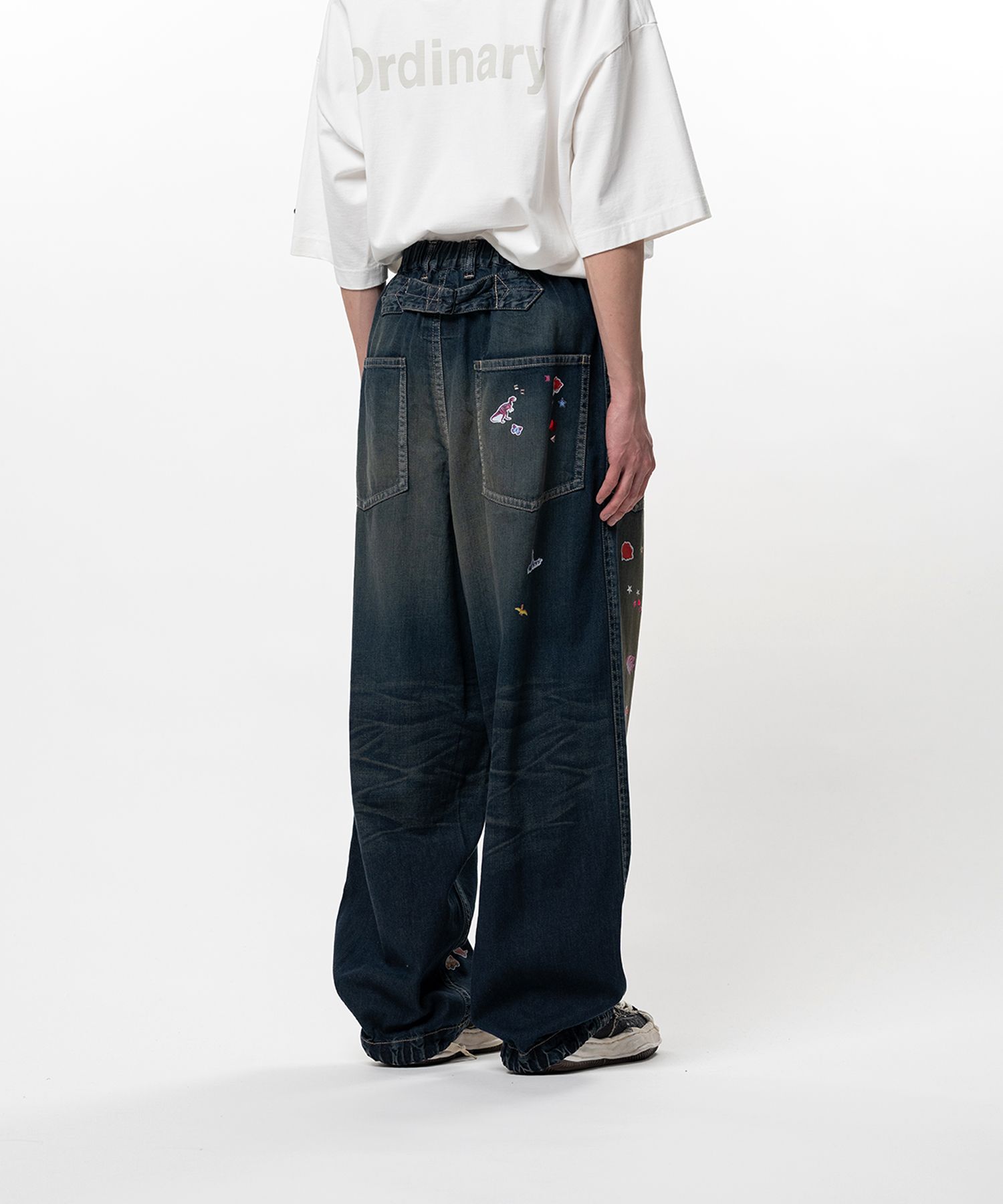 Kids Sticker Printed Baker Denim Pants