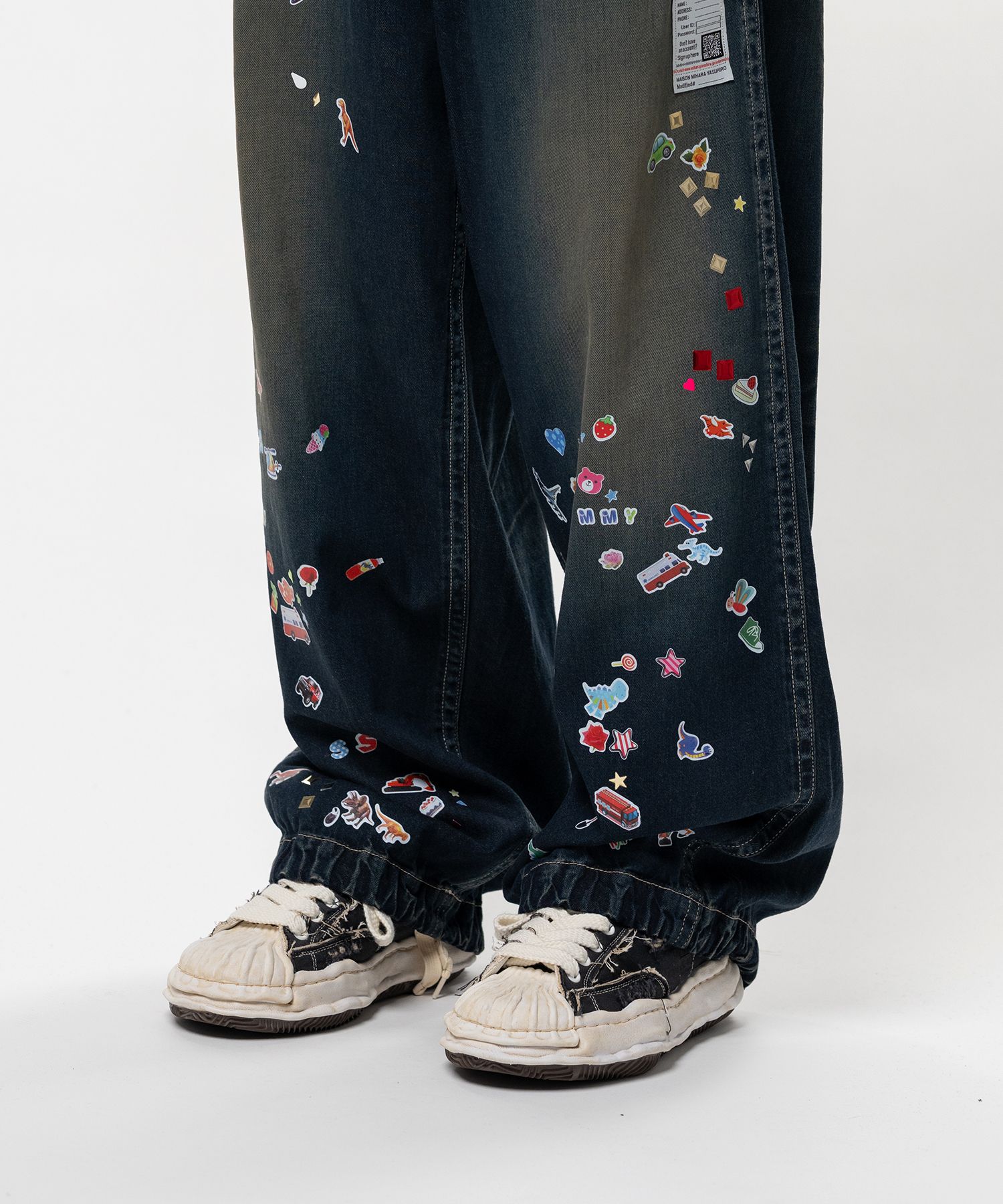 Kids Sticker Printed Baker Denim Pants
