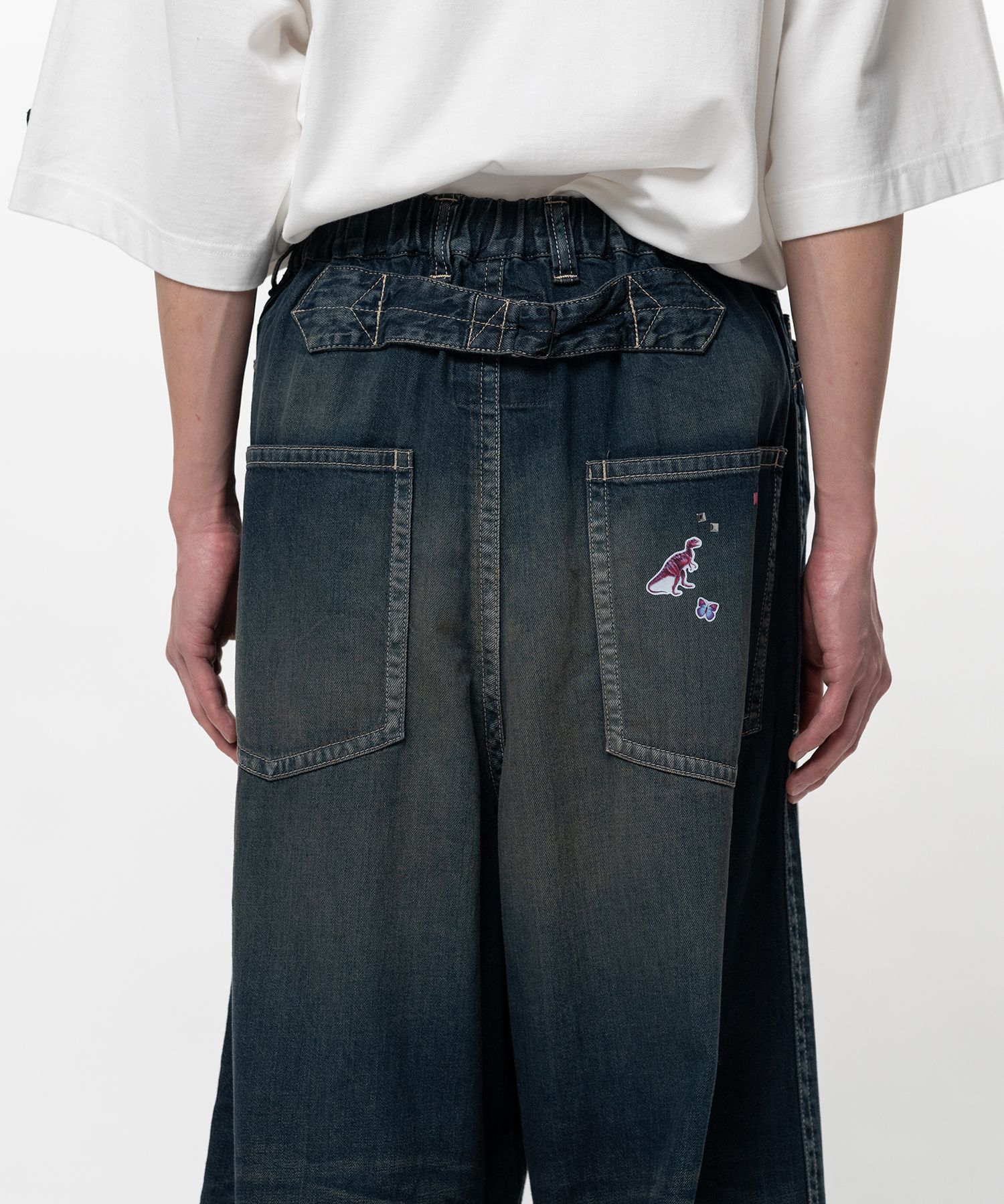 Kids Sticker Printed Baker Denim Pants