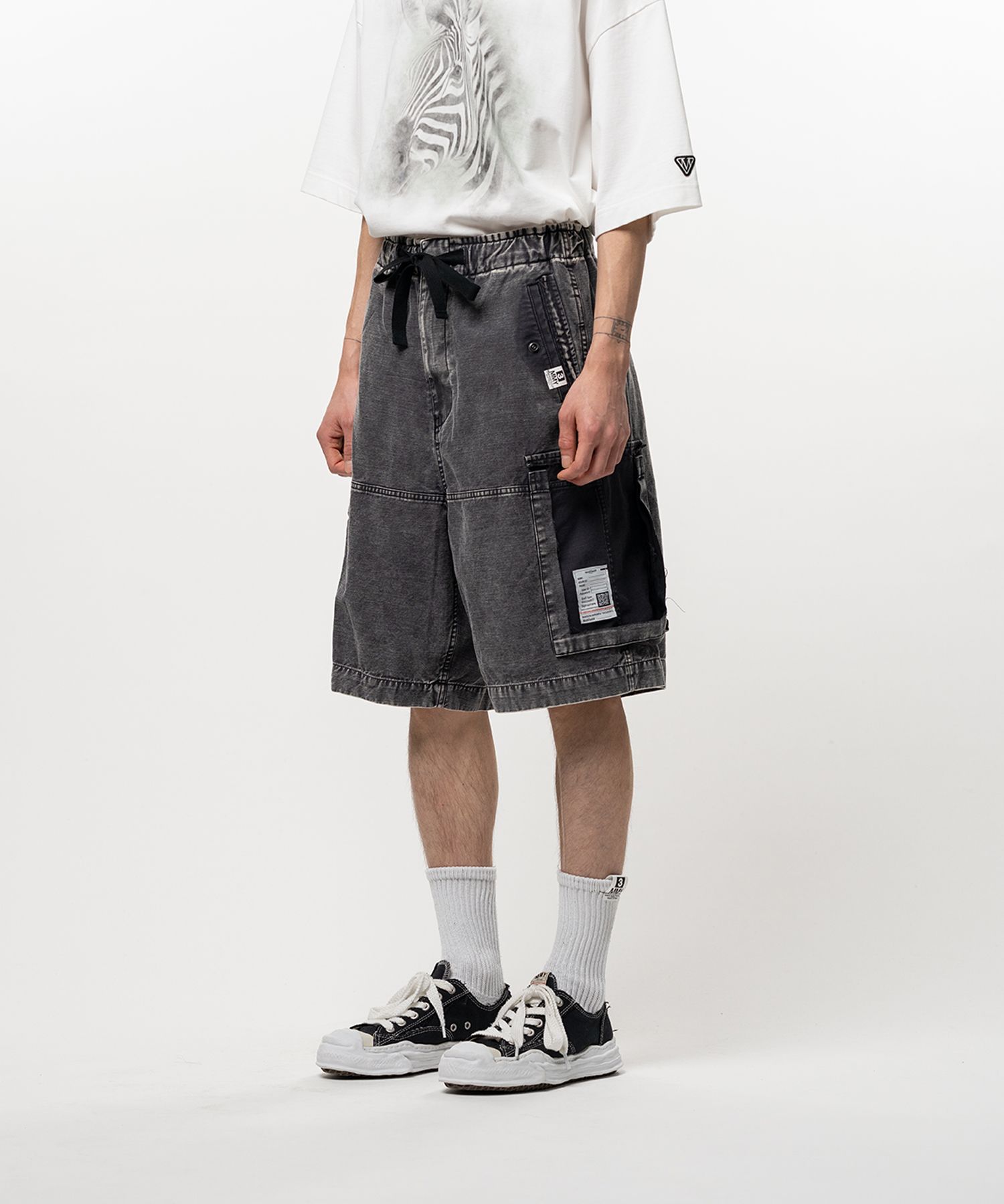Cotton Satin Cargo Shorts