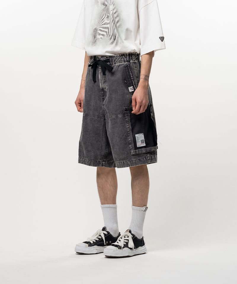 Cotton Satin Cargo Shorts