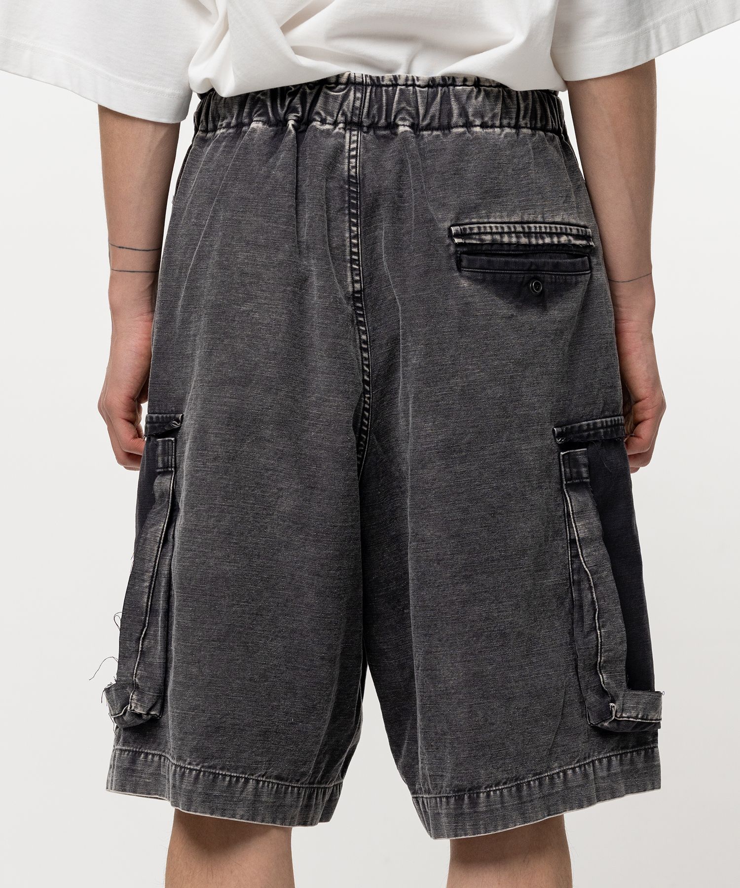 Cotton Satin Cargo Shorts