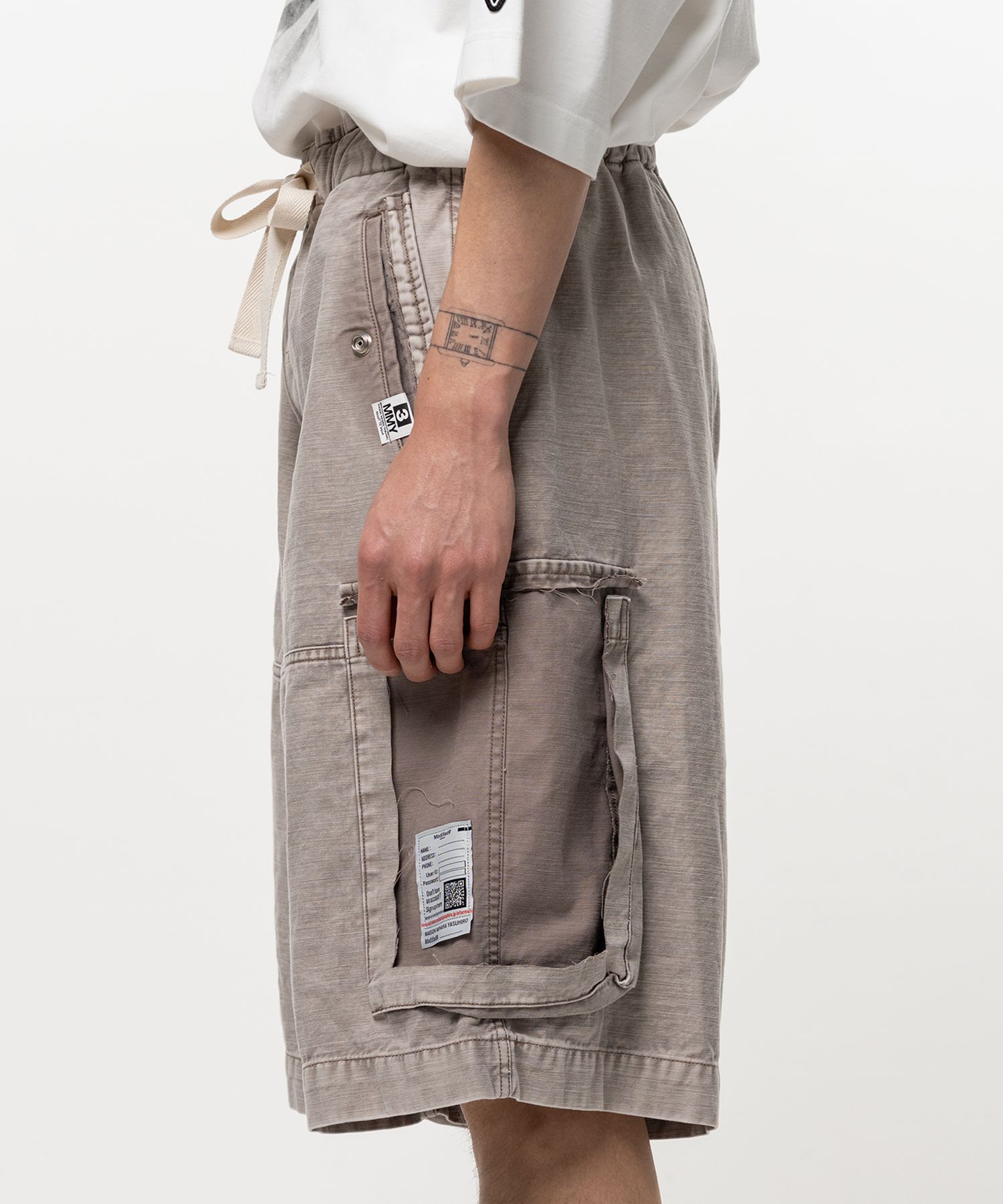 Cotton Satin Cargo Shorts