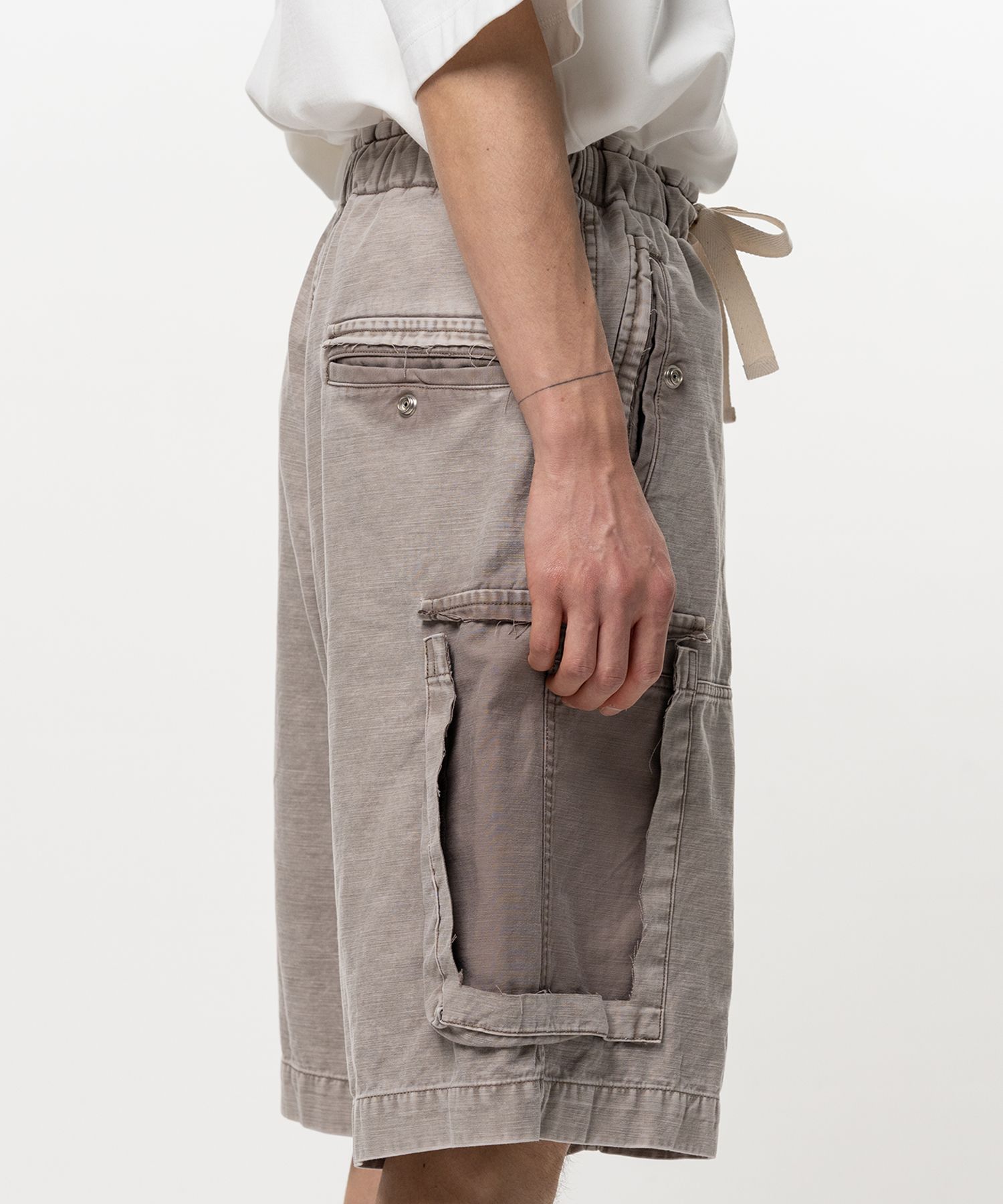 Cotton Satin Cargo Shorts