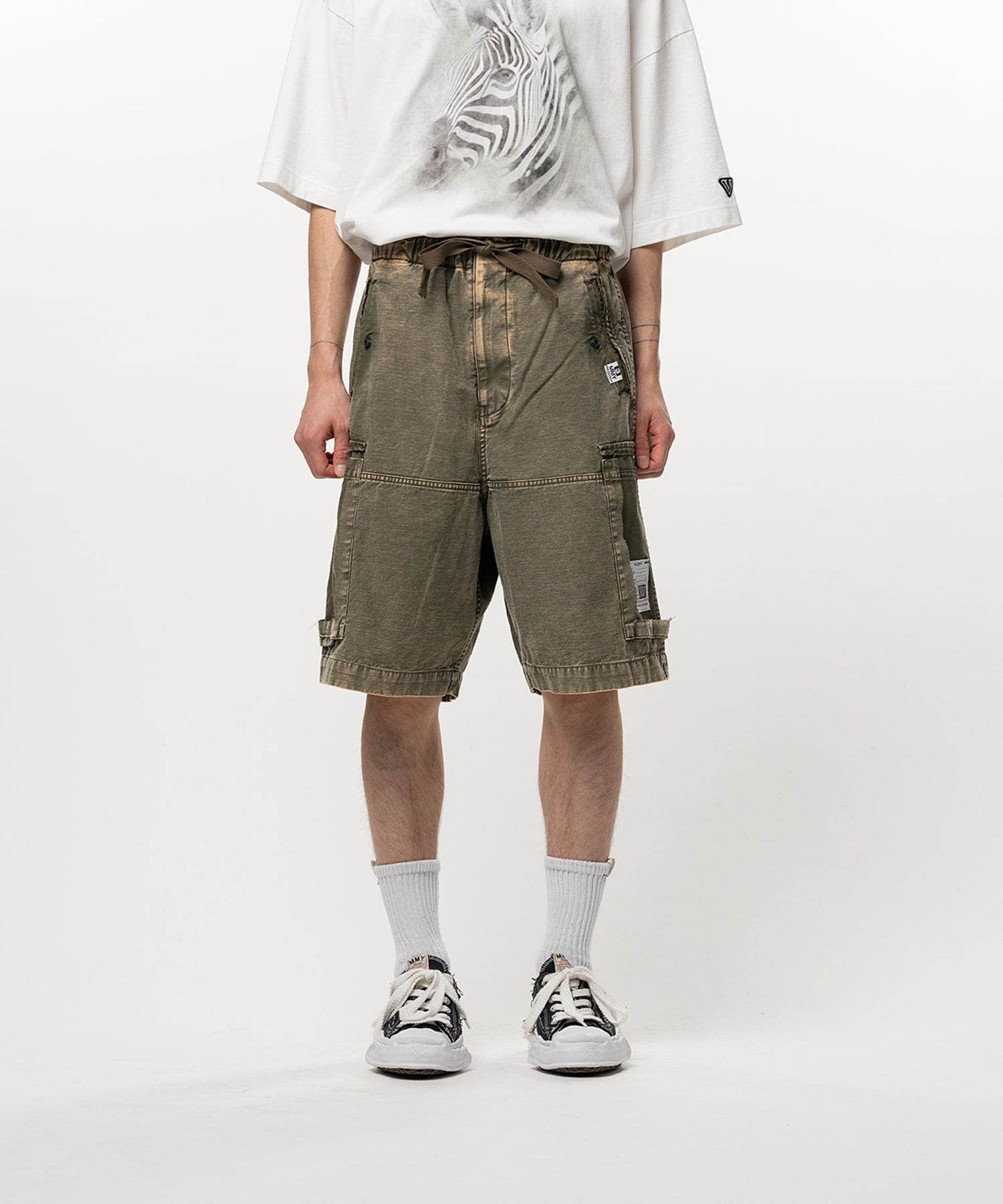 Cotton Satin Cargo Shorts