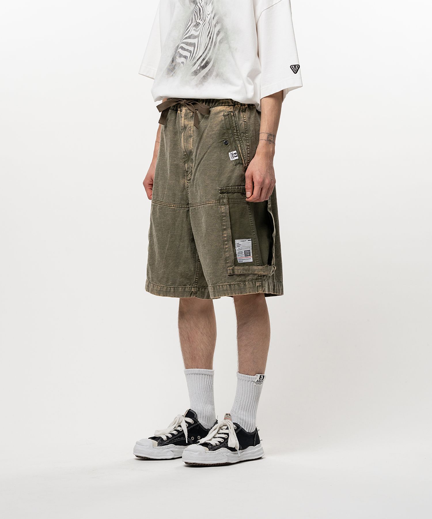 Cotton Satin Cargo Shorts