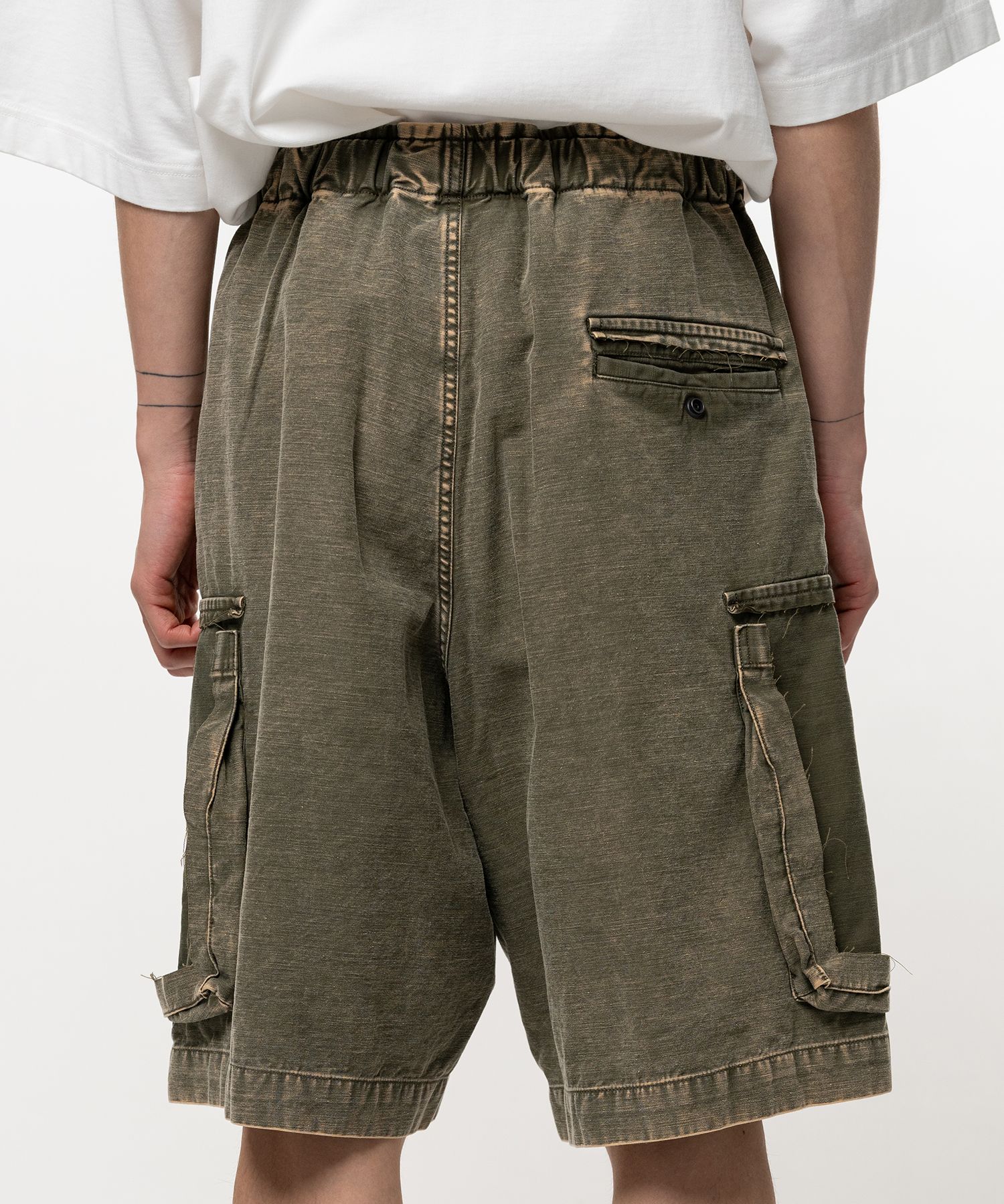 Cotton Satin Cargo Shorts