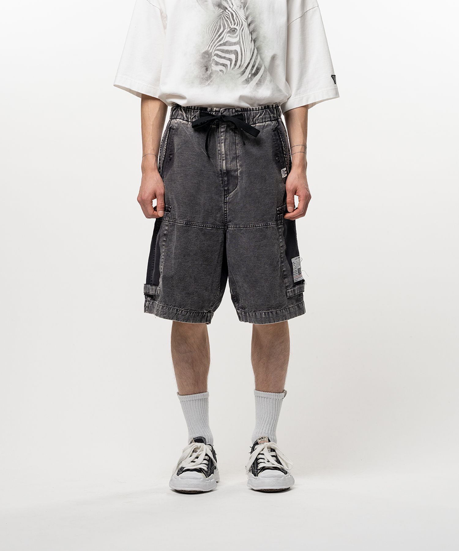 Cotton Satin Cargo Shorts